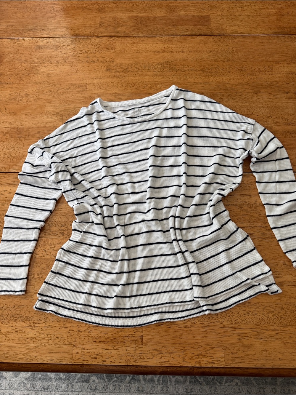 aerie White and Black Striped Long Sleeve Top